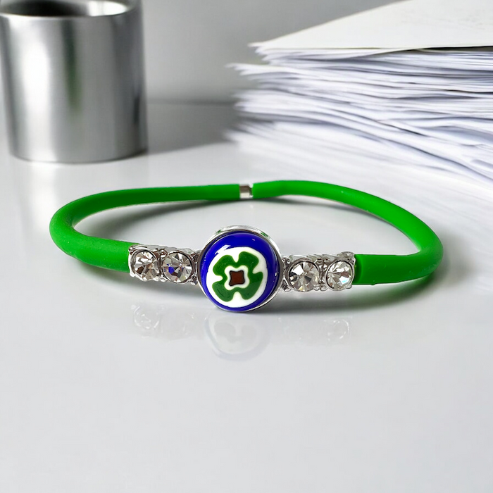 Murano glas en strass armband 'Matera' Verde