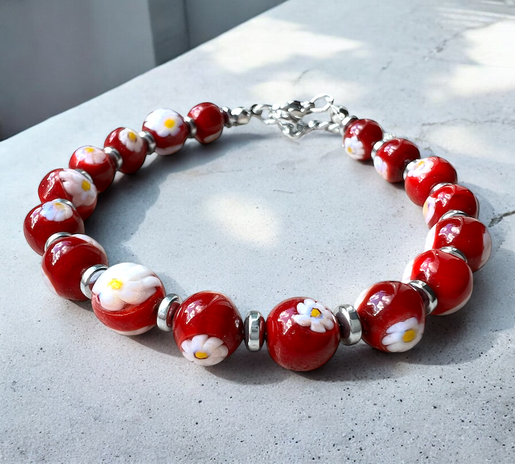 Murano glas armband 'San Remo' Rosso Scuro