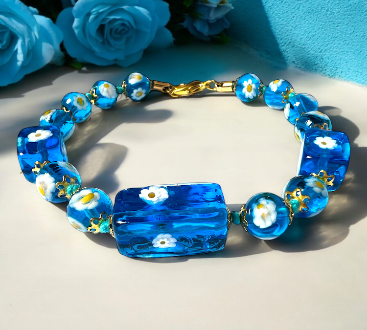 Murano glas armband 'Lucca' Aqua