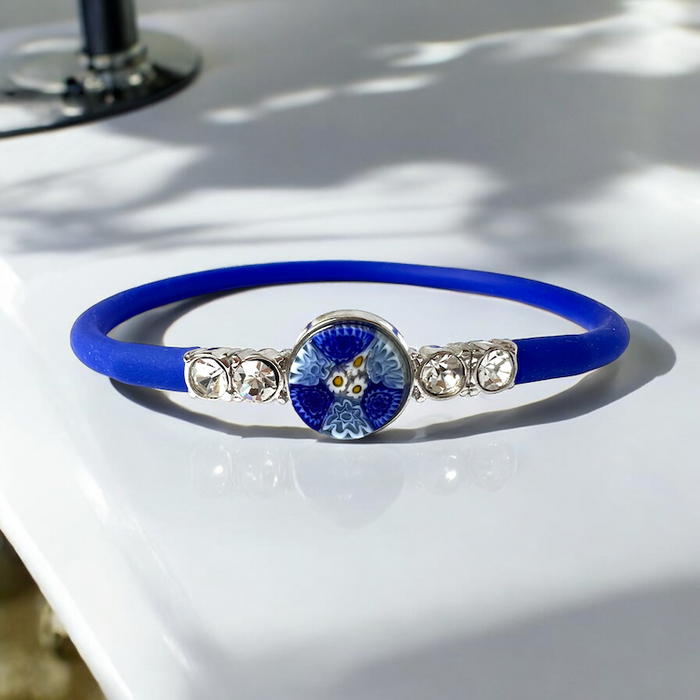 Murano glas en strass armband 'Matera' Aqua
