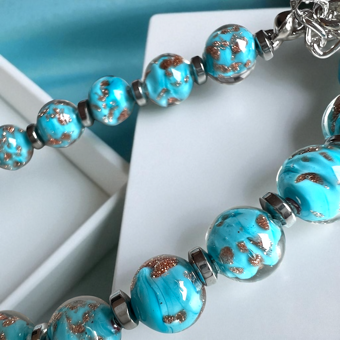 Murano glas armband 'Palermo' Aqua Chiaro