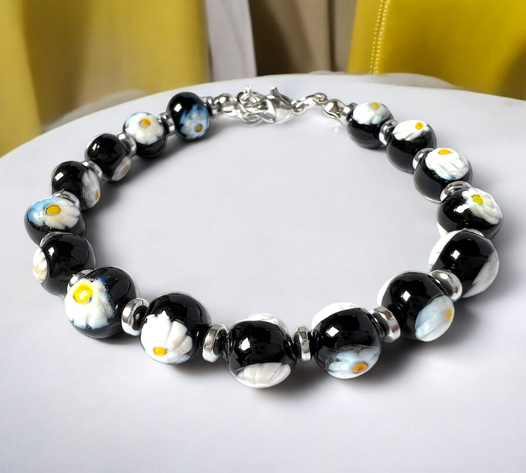 Murano glas armband 'San Remo' Nero