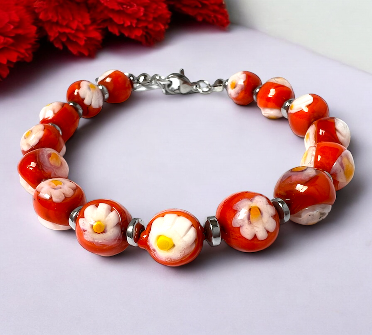 Murano glas armband 'San Remo' Rosso