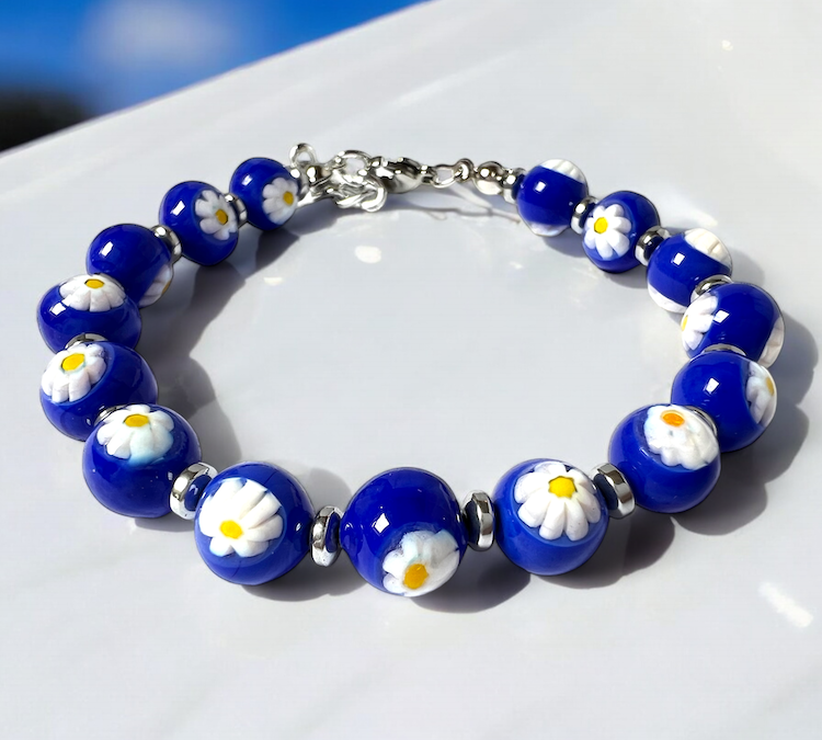 Murano glas armband 'San Remo' Aqua Scuro