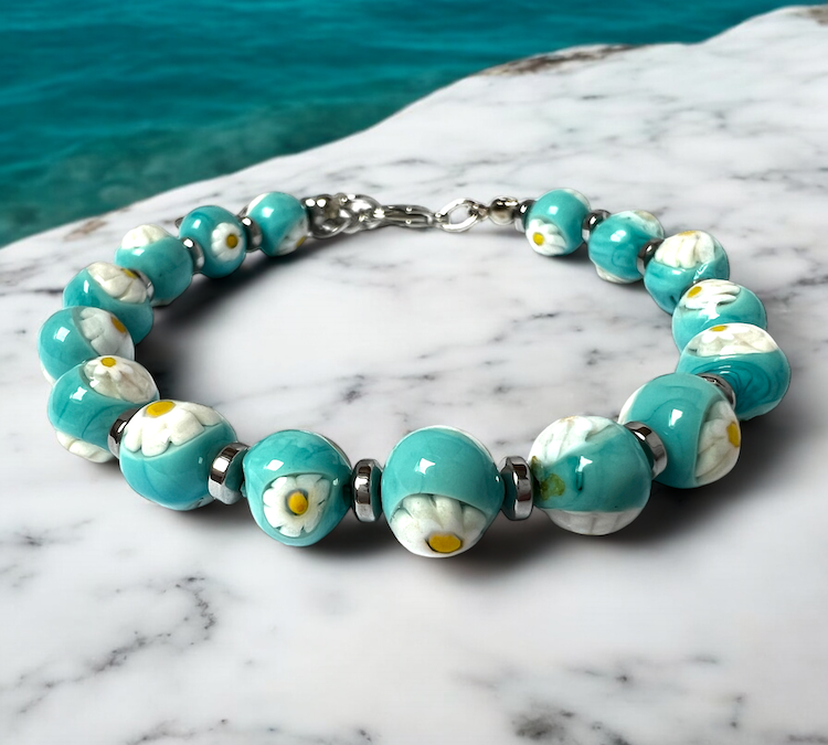 Murano glas armband 'San Remo' Turchese