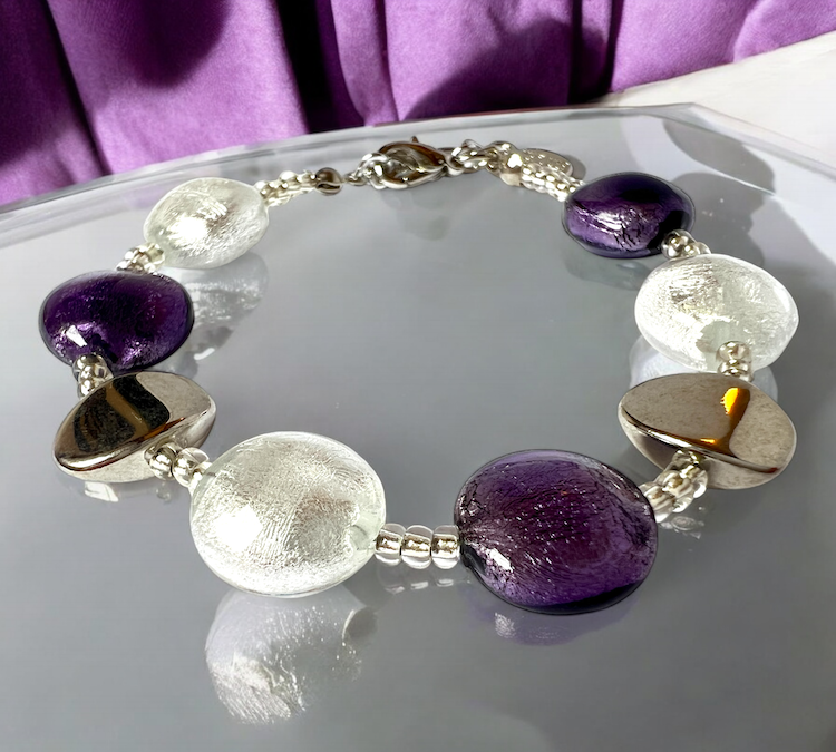 Murano glass bracelet 'Sienna' Viola Argento