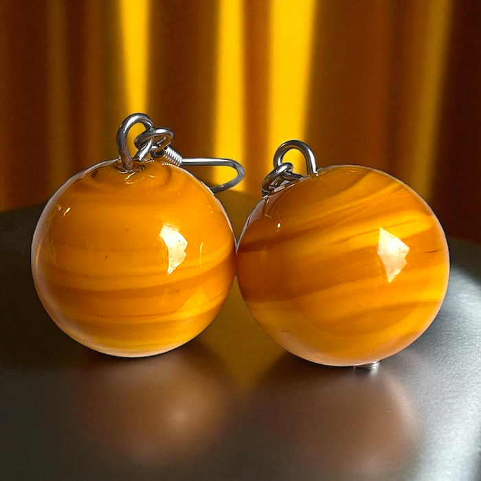 NIEUW! HERFST 2025: Murano glas oorbellen 'Salina' Ambra