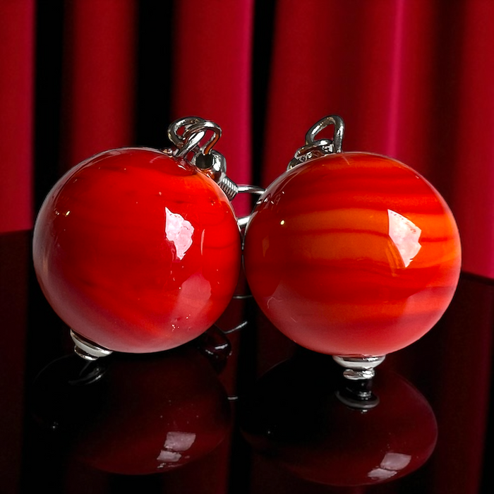 NIEUW! HERFST 2025: Murano glas oorbellen 'Salina' Rosso scuro