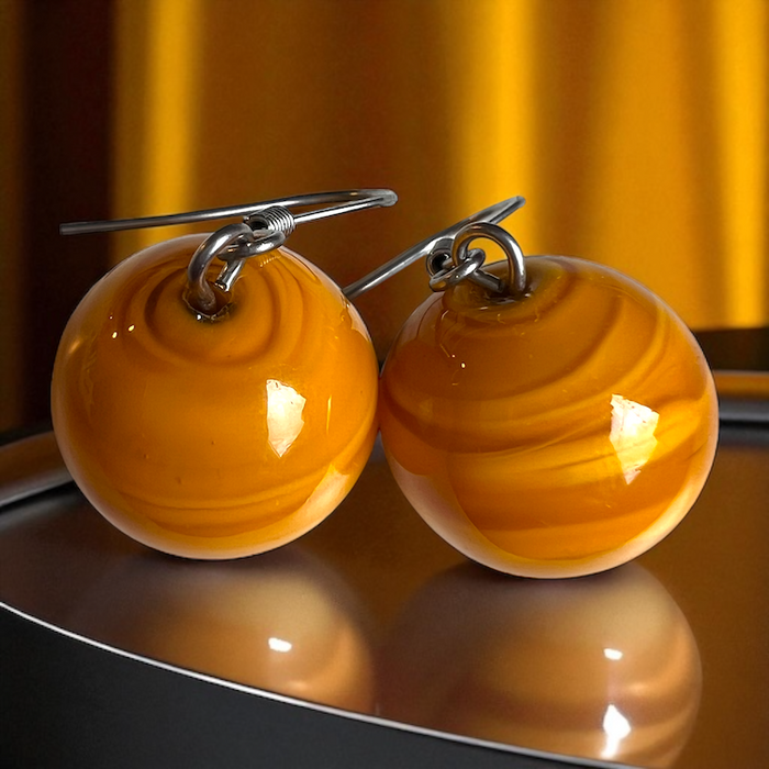NIEUW! HERFST 2025: Murano glas oorbellen 'Salina' Ambra