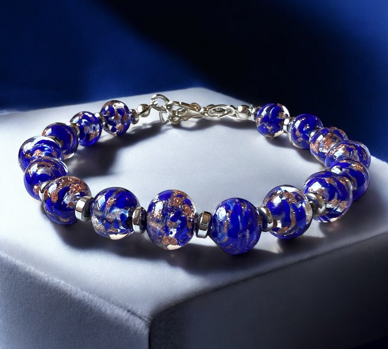 Murano glas armband 'Palermo' Aqua Scuro