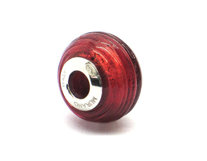 Murano glas bead - Bordeaux rosso a coste