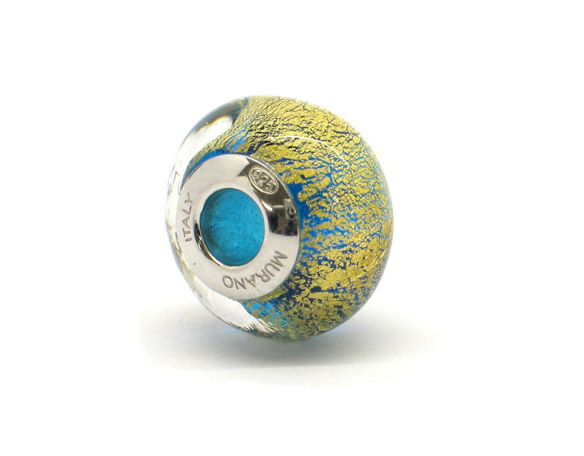 Murano glas bead - Oro azzurro