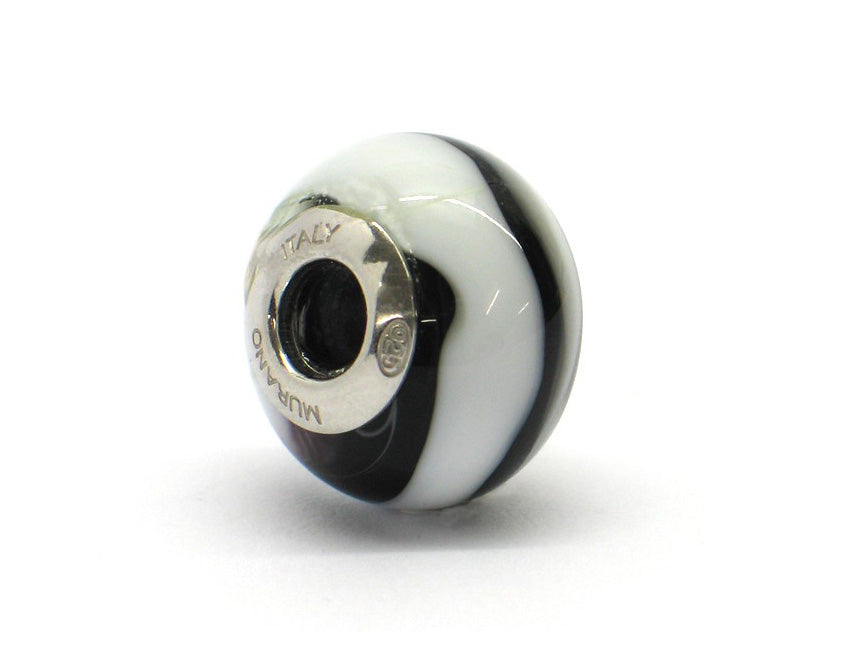Murano glas bead - Bianco e nero