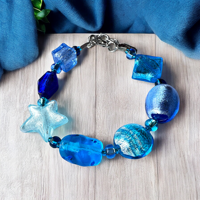 Murano glas armband 'Cinque Terre' Aqua