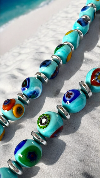Murano glas halsketting 'Novara' Turchese