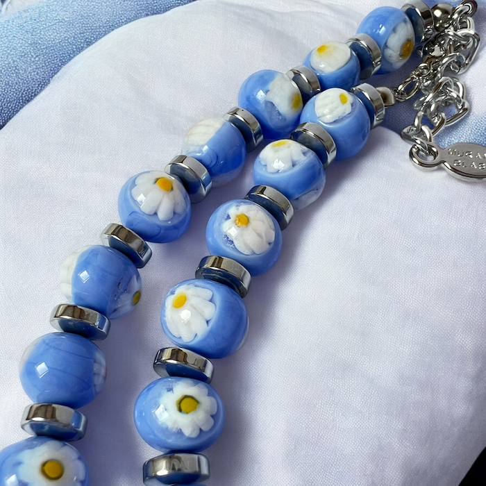 Murano glas halsketting 'San Remo' Azzurro