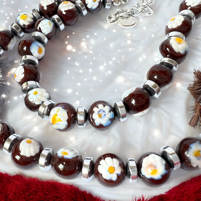 Murano glas halsketting 'San Remo' Marrone