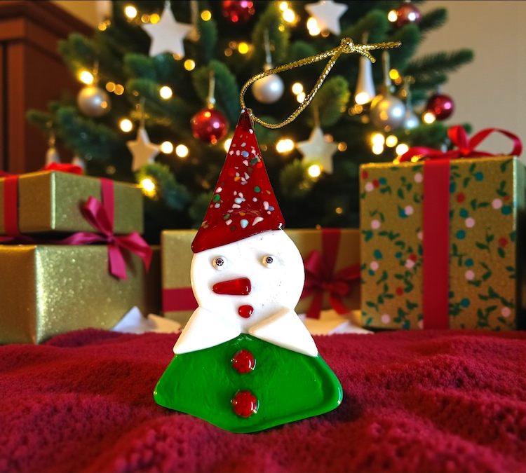 Handmade Murano Glass Snowman Head Testa di Neve