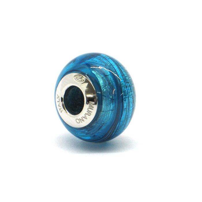Murano glass bead - Acqua con macchie verdi