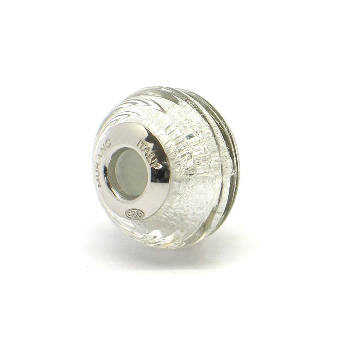 Murano glass bead - Acqua con macchie verdi