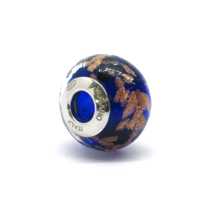 Murano glass bead - Acqua con macchie verdi