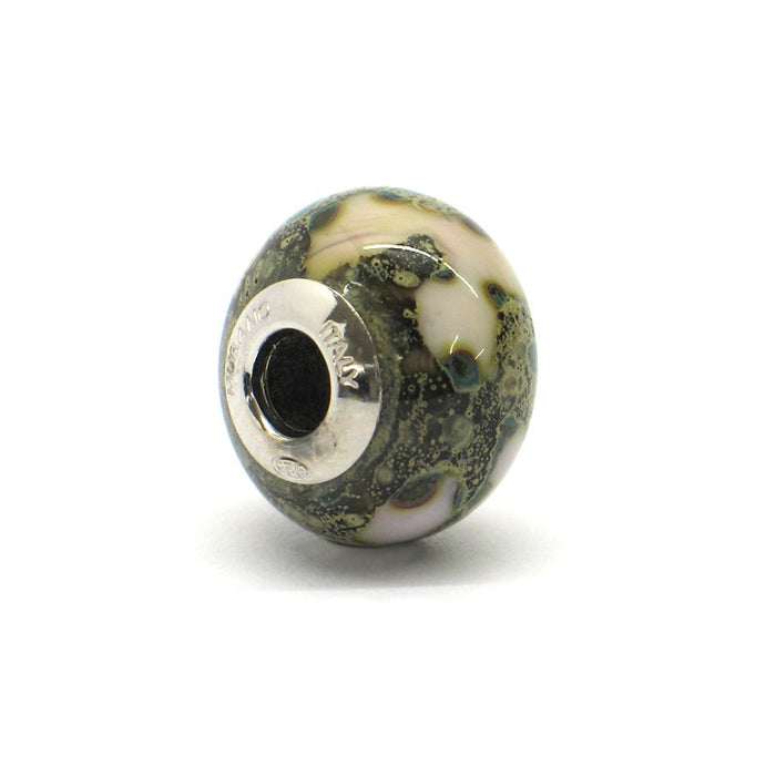 Murano glass bead - Acqua con macchie verdi