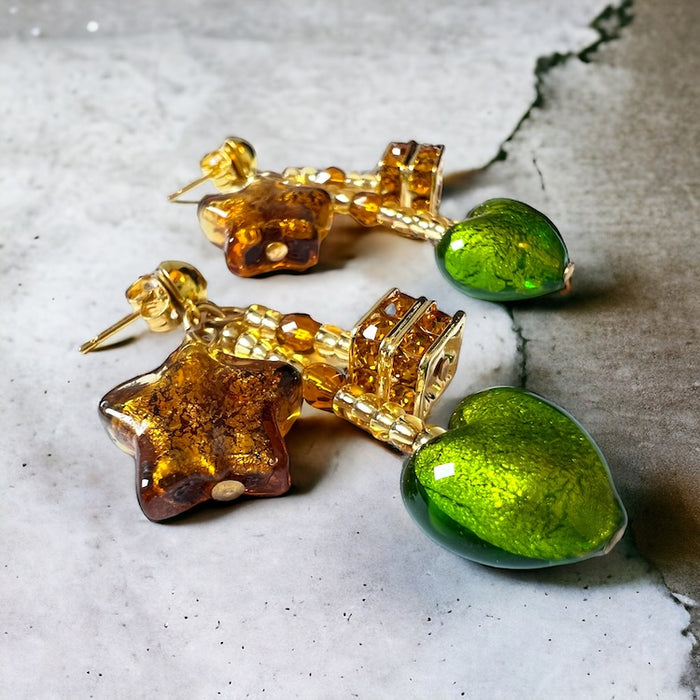 Murano glas oorbellen 'Perugia' Lime
