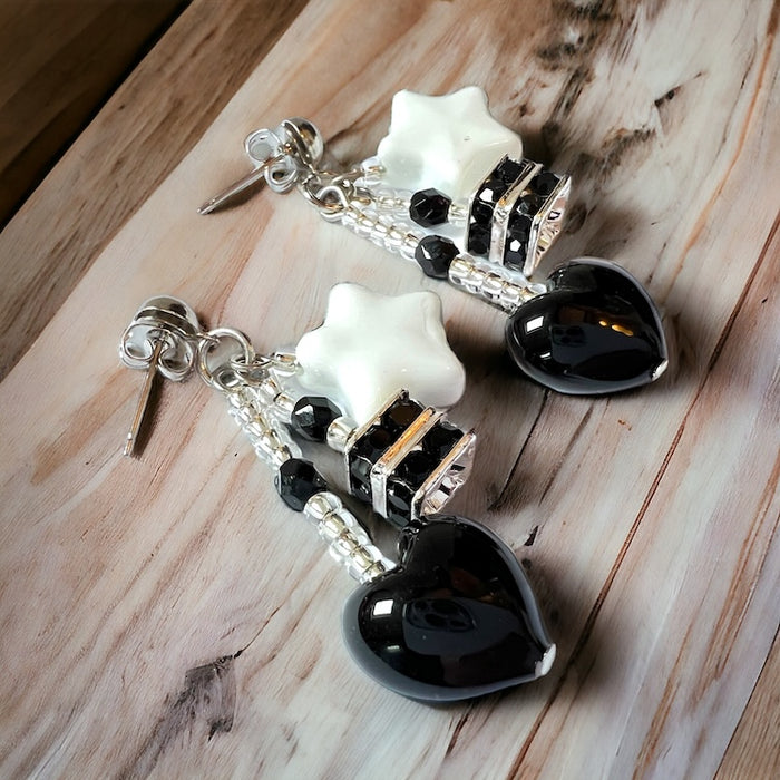 Murano glas oorbellen 'Perugia' Nero