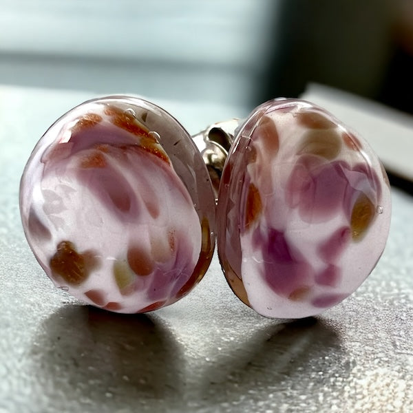Murano oorbellen 'Manarola' camel/bianco