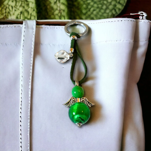 Murano glas sleutelhanger 'Angelo Fortuna' Felicità verde