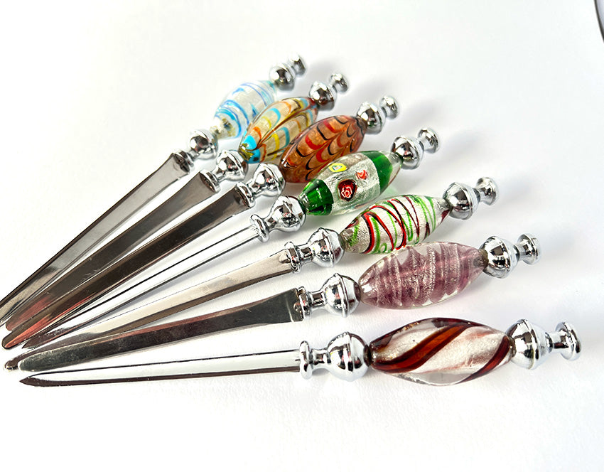 Murano glas briefopener Blue Poles